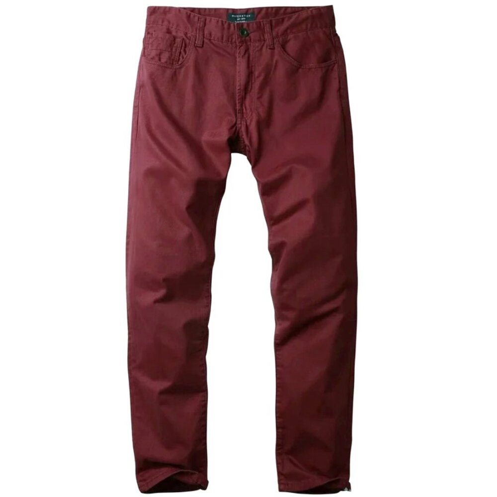 Matchstick Men's Burgundy Twill 5-Pocket Pants Jeans Slim Straight Fit